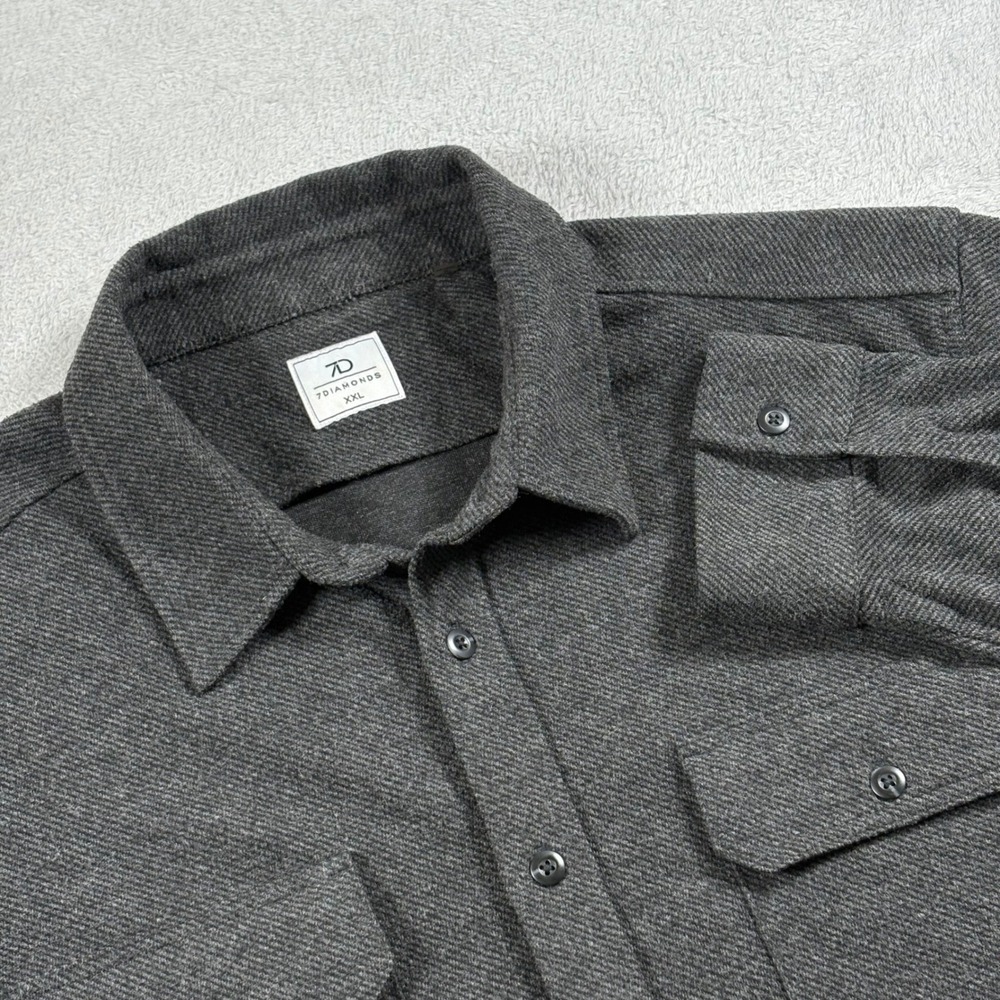 7Diamonds Generation Soft Flannel Shirt Mens XXL Charcoal Gray Button Down